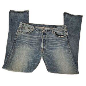 Levi’s 501 Jeans Original Fit Blue Denim Straight Leg Button Fly Mens 40x34